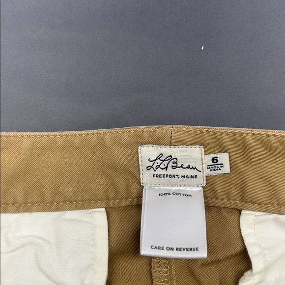 L‎ L Bean Women Khaki Belted Wide Leg Cotton Pants Size 6 - Picture 3 of 8